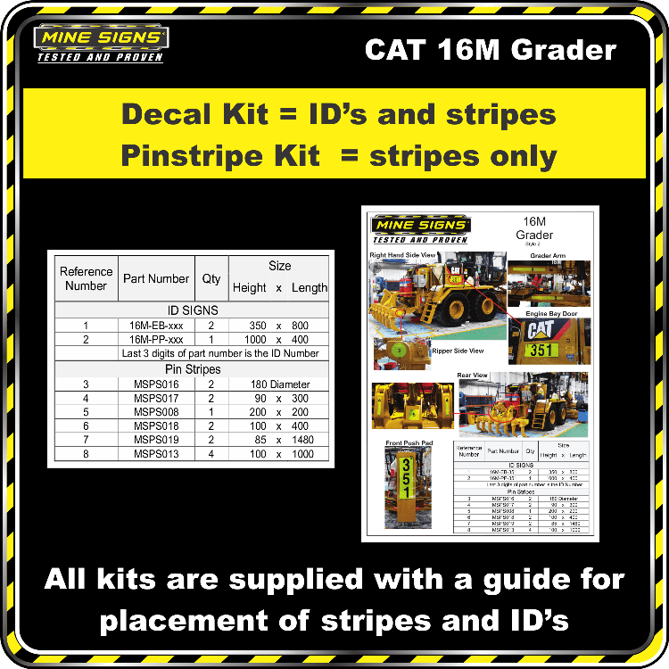 Mine Signs Spec Kit - Cat 16M Grader - Image 2