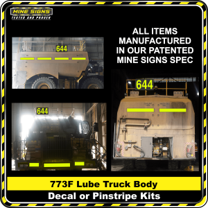 Mine Signs Spec Kit - Cat 773F Lube Truck Body