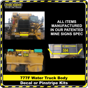 Mine Signs Spec Kit - Cat 777F Water Truck Body
