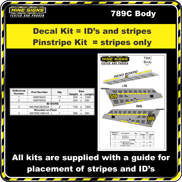 Mine Signs Spec Kit - Cat 789C Body - Image 2