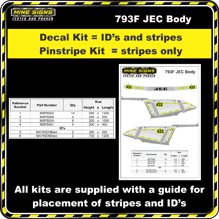 Mine Signs Spec Kit - Cat 793F JEC Body - Image 2