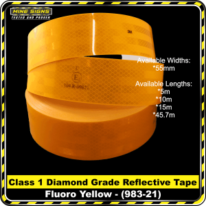 3M Fluoro Yellow (983-21) Diamond Grade Class 1 Reflective Tape