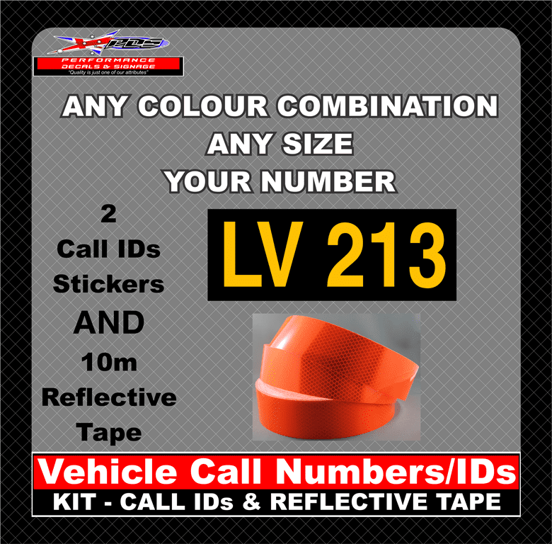 Hi Vis Light Vehicle Call Number/ID Class 1 SET (Set of Adhesive IDs & Reflective Tape) 280mm x 600mm - Image 37