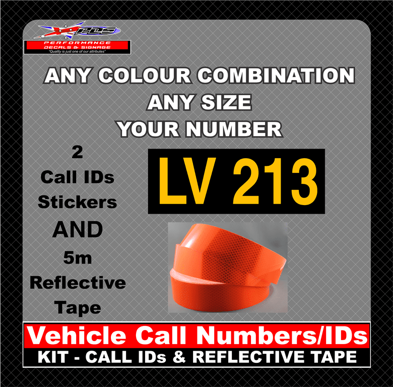 Hi Vis Light Vehicle Call Number/ID Class 1 SET (Set of Adhesive IDs & Reflective Tape) 280mm x 600mm - Image 38