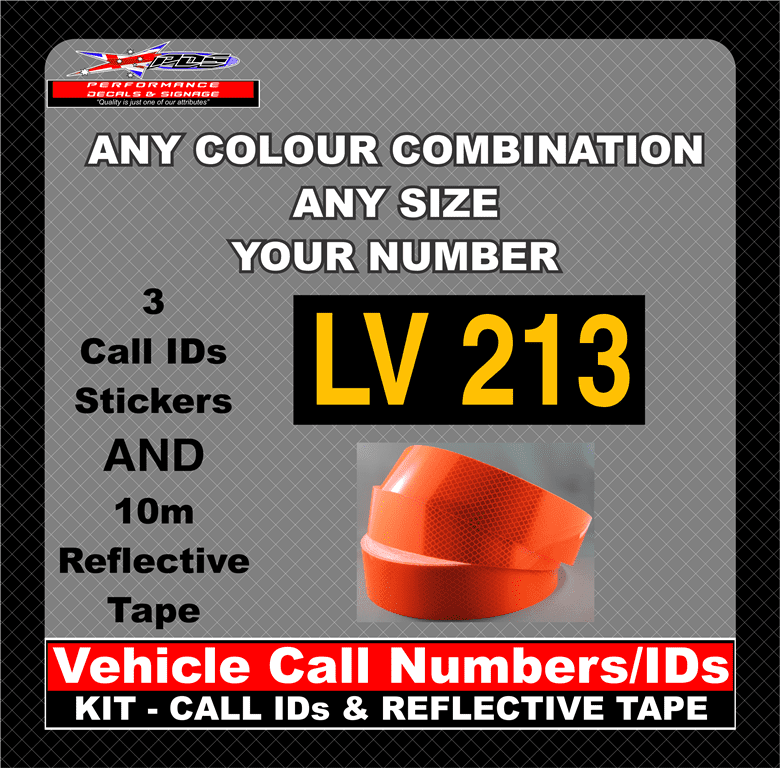 Hi Vis Light Vehicle Call Number/ID Class 1 SET (Set of Adhesive IDs & Reflective Tape) 280mm x 600mm - Image 35