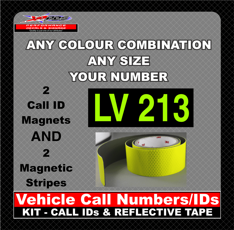 Hi Vis Light Vehicle Call Number/ID Class 1 (Set of Magnetic IDs & Reflective Stripes) - Image 34