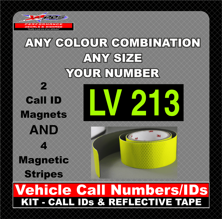 Hi Vis Light Vehicle Call Number/ID Class 1 (Set of Magnetic IDs & Reflective Stripes) - Image 33