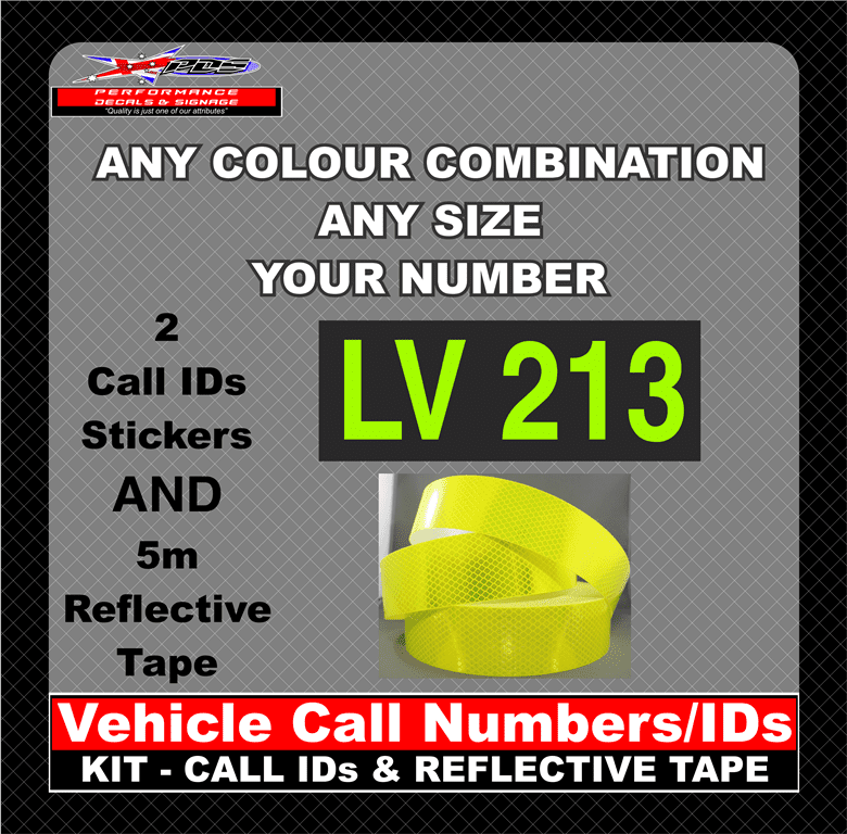 Hi Vis Light Vehicle Call Number/ID Class 1 SET (Set of Adhesive IDs & Reflective Tape) 280mm x 600mm - Image 34