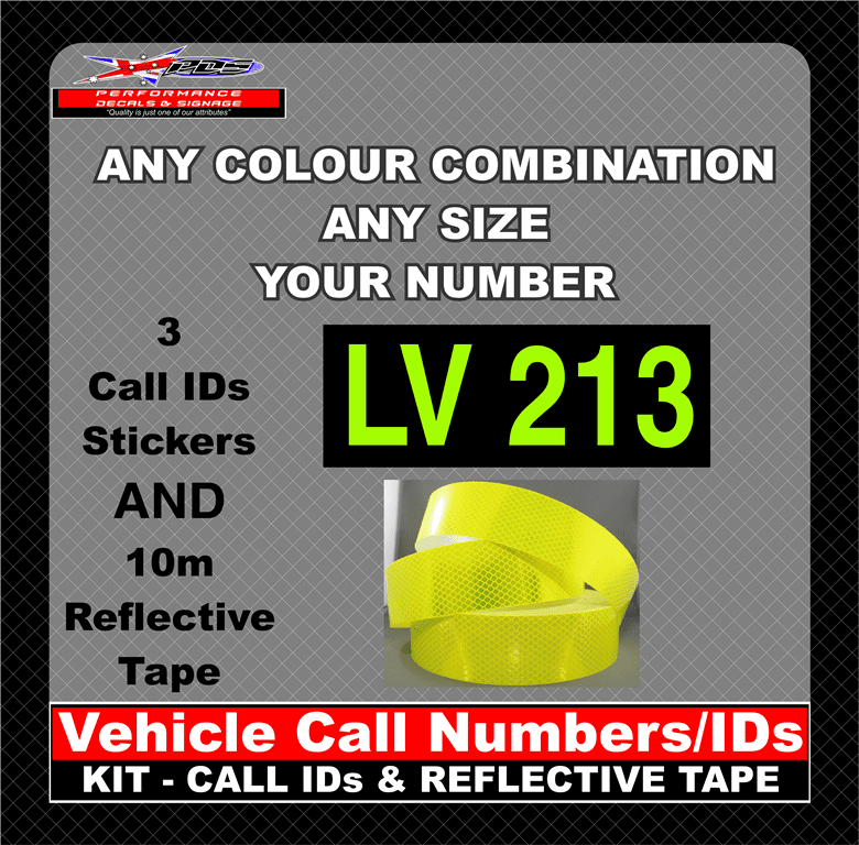Hi Vis Light Vehicle Call Number/ID Class 1 SET (Set of Adhesive IDs & Reflective Tape) 280mm x 600mm - Image 31