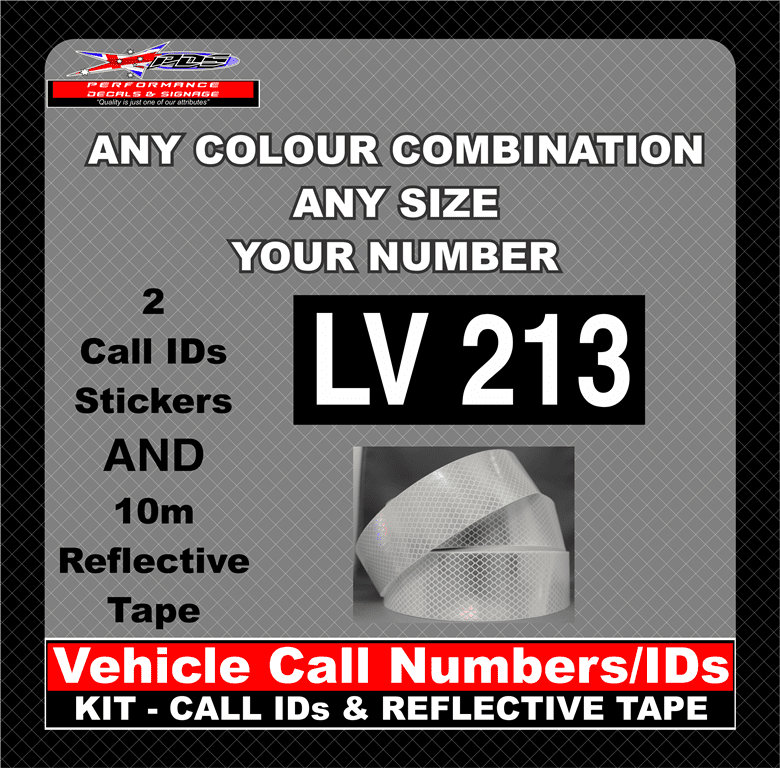 Hi Vis Light Vehicle Call Number/ID Class 1 SET (Set of Adhesive IDs & Reflective Tape) 280mm x 600mm - Image 29