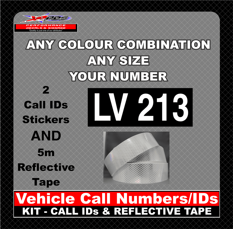 Hi Vis Light Vehicle Call Number/ID Class 1 SET (Set of Adhesive IDs & Reflective Tape) 280mm x 600mm - Image 30