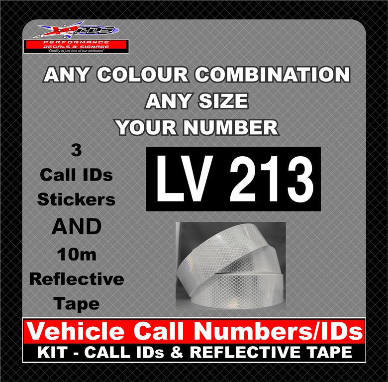 Hi Vis Light Vehicle Call Number/ID Class 1 SET (Set of Adhesive IDs & Reflective Tape) 280mm x 600mm - Image 27