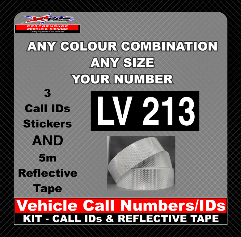 Hi Vis Light Vehicle Call Number/ID Class 1 SET (Set of Adhesive IDs & Reflective Tape) 280mm x 600mm - Image 28