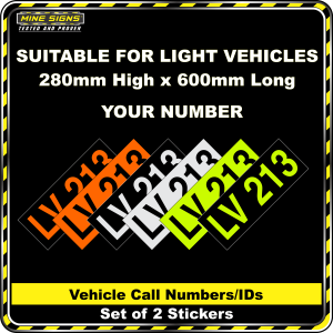 Hi Vis Light Vehicle Call Number/ID Class 1 (Set of 2 Stickers)
