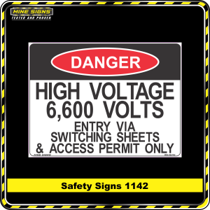 Danger High Voltage 6,600 Volts (Safety Sign 1142)