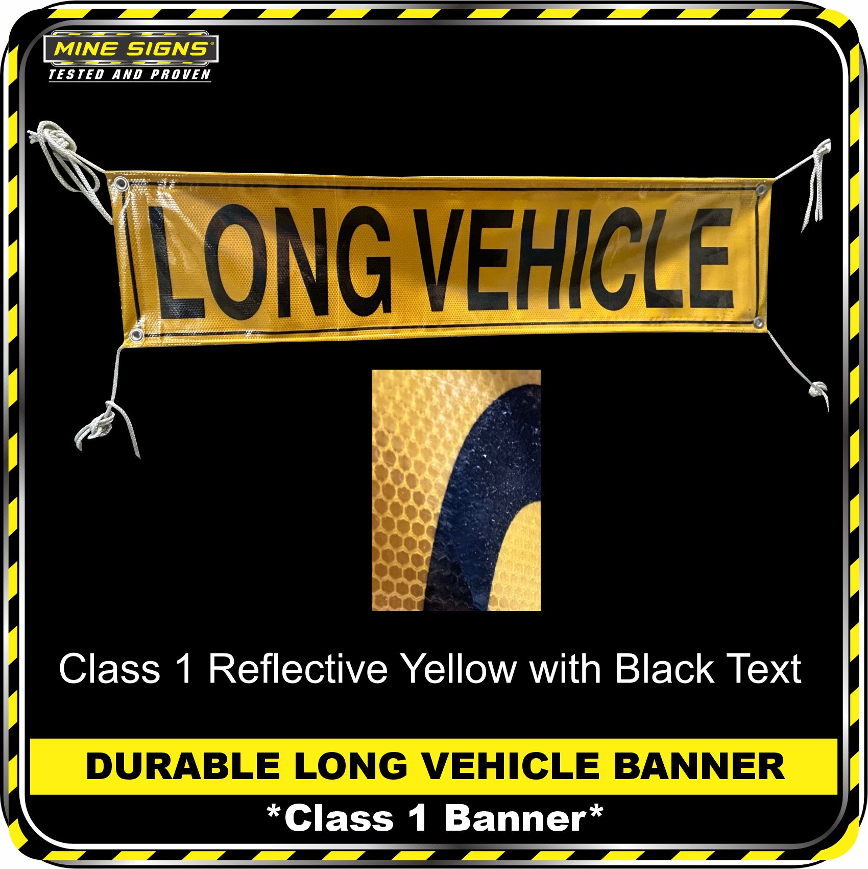 DURABLE LONG VEHICLE/ROAD TRAIN BANNER With 4 Eyelets & Rope - MS - Image 2