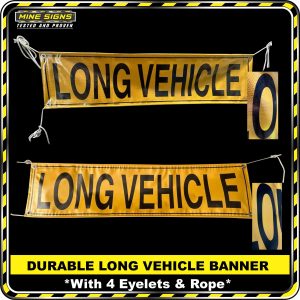 DURABLE LONG VEHICLE/ROAD TRAIN BANNER With 4 Eyelets & Rope - MS