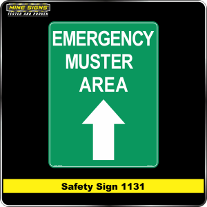 Emergency Muster Area (Arrow Ahead) (Safety Sign 1131)