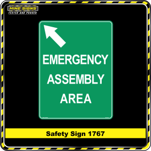Emergency Assembly Area (Arrow Ahead Left) (Safety Sign 1767)