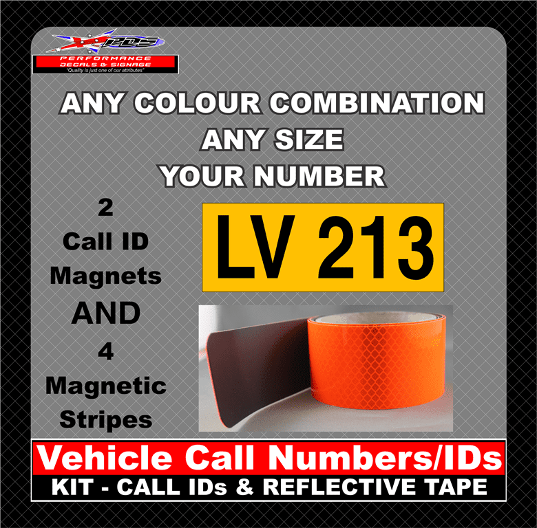 Hi Vis Light Vehicle Call Number/ID Class 1 (Set of Magnetic IDs & Reflective Stripes) - Image 25