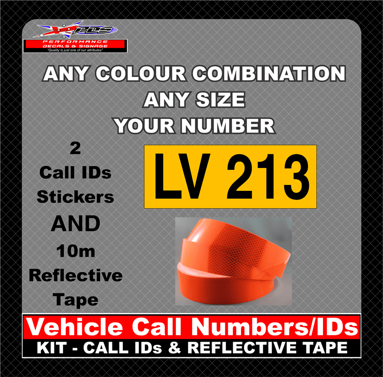 Hi Vis Light Vehicle Call Number/ID Class 1 SET (Set of Adhesive IDs & Reflective Tape) 280mm x 600mm - Image 25