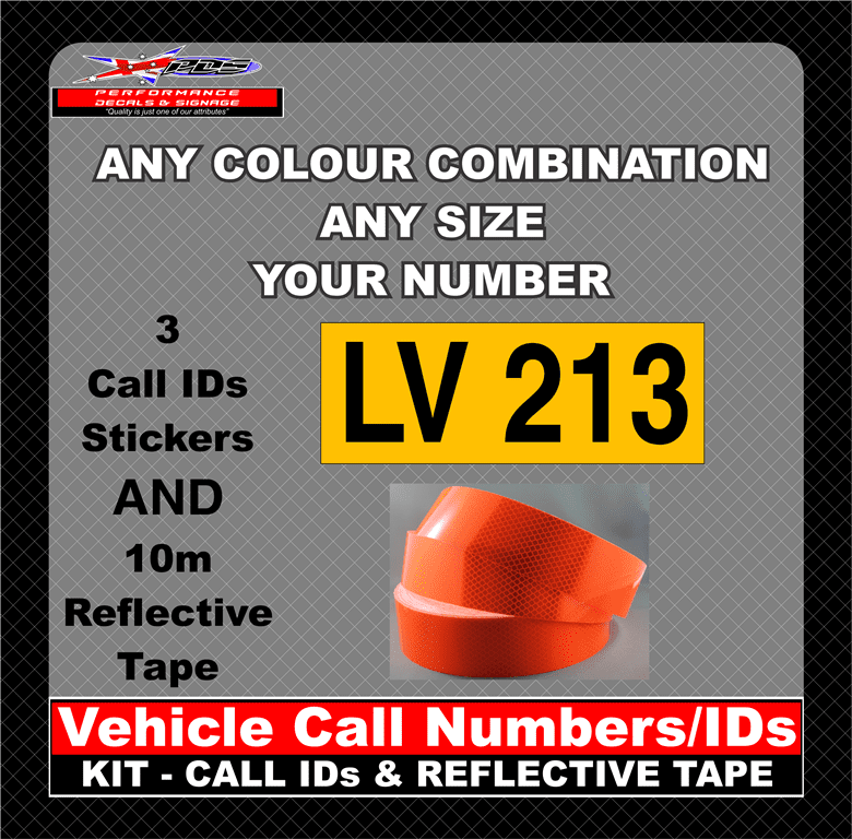 Hi Vis Light Vehicle Call Number/ID Class 1 SET (Set of Adhesive IDs & Reflective Tape) 280mm x 600mm - Image 24