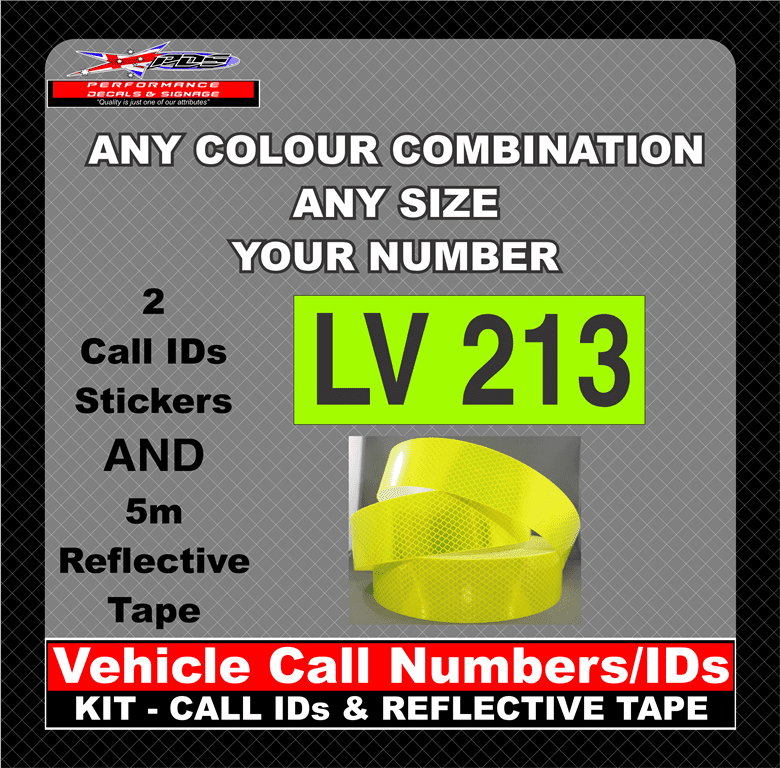 Hi Vis Light Vehicle Call Number/ID Class 1 SET (Set of Adhesive IDs & Reflective Tape) 280mm x 600mm - Image 22