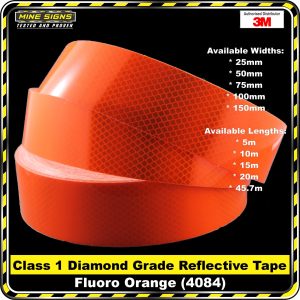 3M Fluoro Orange (4084) Diamond Grade Class 1 Reflective Tape