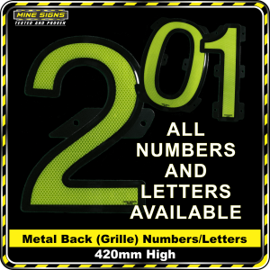 Mine Signs Spec Metal Back (Grille) Numbers 420mm