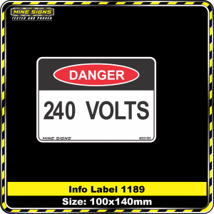 Danger 240 Volts (Info Label 1189)