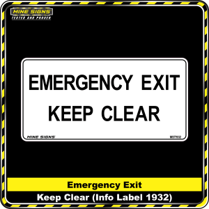 Emergency Exit Keep Clear (Info Label 1932) 100 x 200 mm