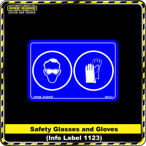 PPE IMAGES: Safety Glasses & Gloves (Info Label 1123) 80 x 125 mm