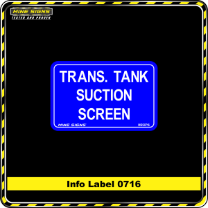 Trans. Tank Suction Screen (Info Label 0716) 80 x 125 mm
