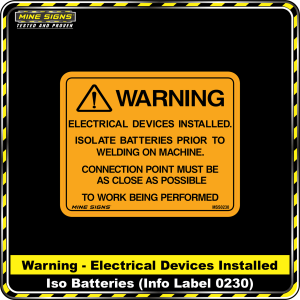 WARNING Electrical devices installed (Info Label 0230)