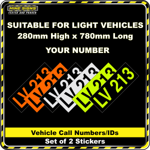 Hi Vis Light Vehicle Call Number/ID Class 1 (Set of 2 Stickers) 280mm x 780mm