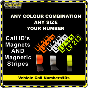 Hi Vis Light Vehicle Call Number/ID Class 1 (Set of Magnetic IDs & Reflective Stripes)