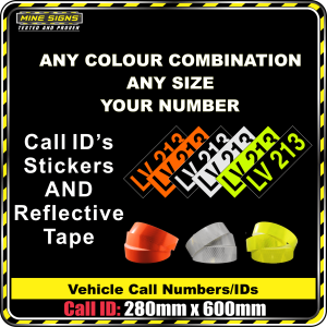 Hi Vis Light Vehicle Call Number/ID Class 1 SET (Set of Adhesive IDs & Reflective Tape) 280mm x 600mm