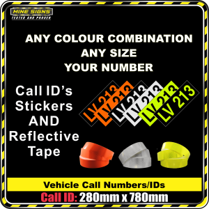 Hi Vis Light Vehicle Call Number/ID Class 1 (Set of Adhesive IDs & Reflective Tape) 280mm x 780mm