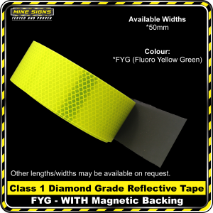 3M Diamond Grade Class 1 Reflective with Magnetic Backing (FYG Roll)