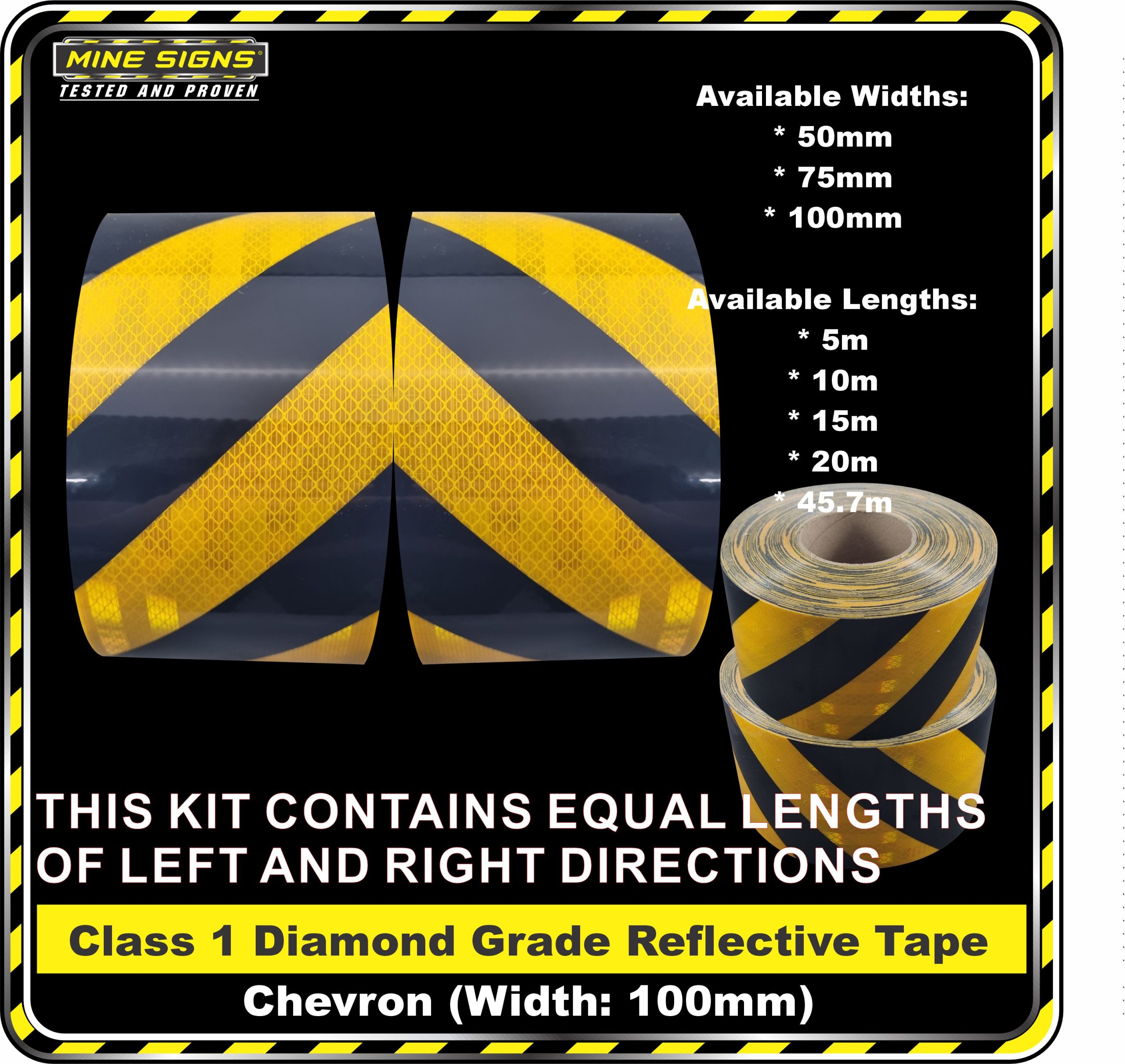 3M Black/Yellow Class 1 Chevron Reflective Tape - KIT - Image 2