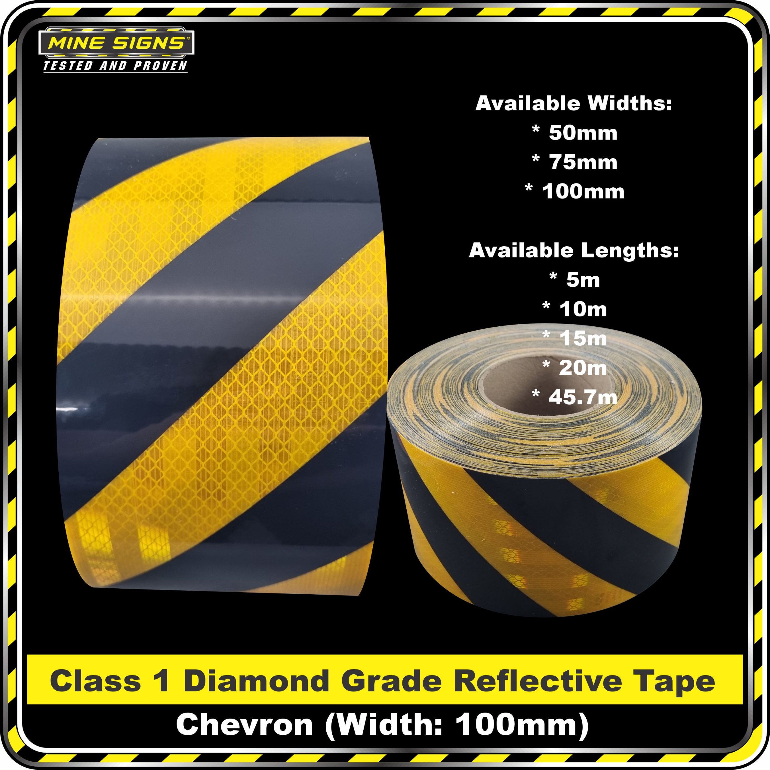 3M Black/Yellow Class 1 Chevron Reflective Tape - Left - Image 4