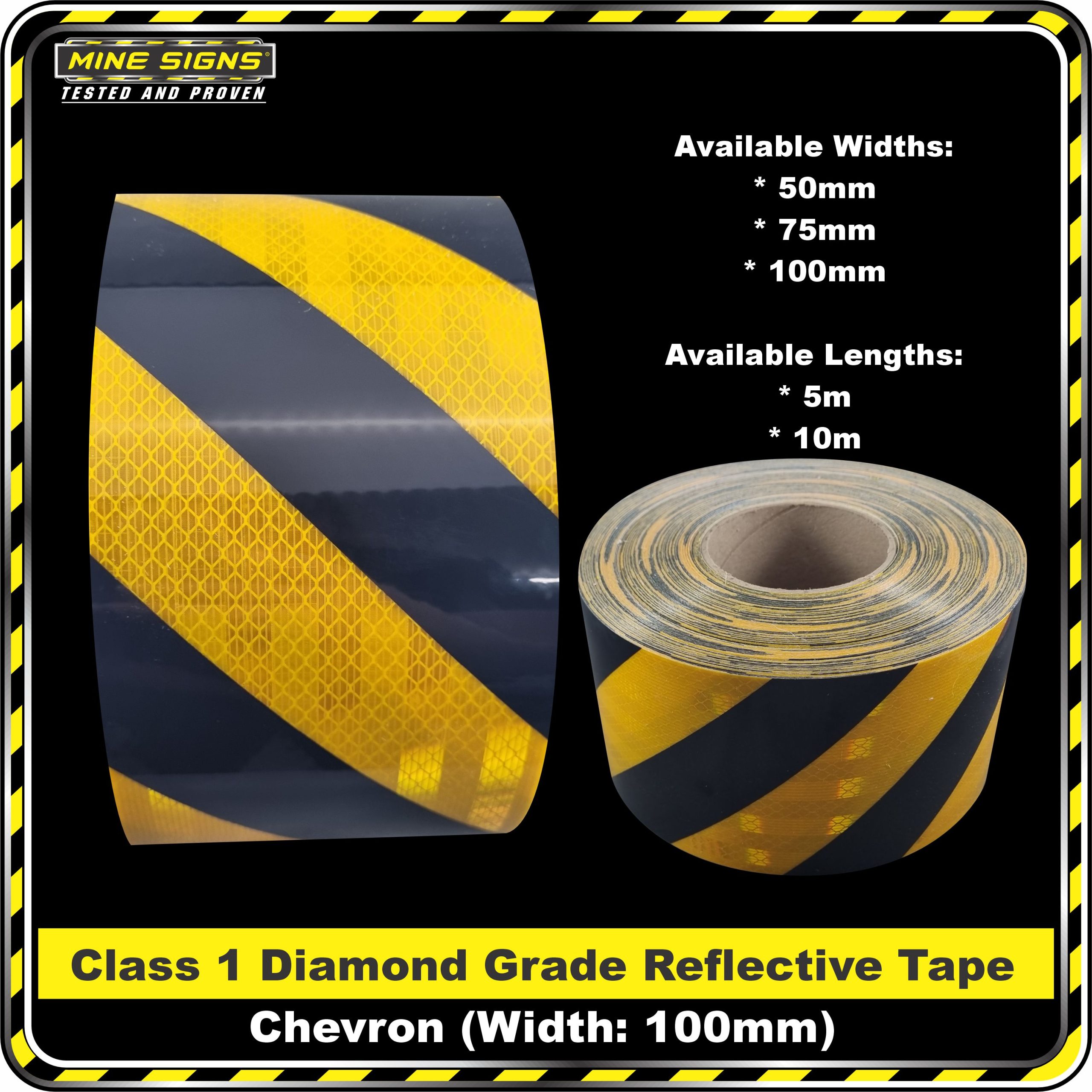 3M Black/Yellow Class 1 Chevron Reflective Tape - Right - Image 4