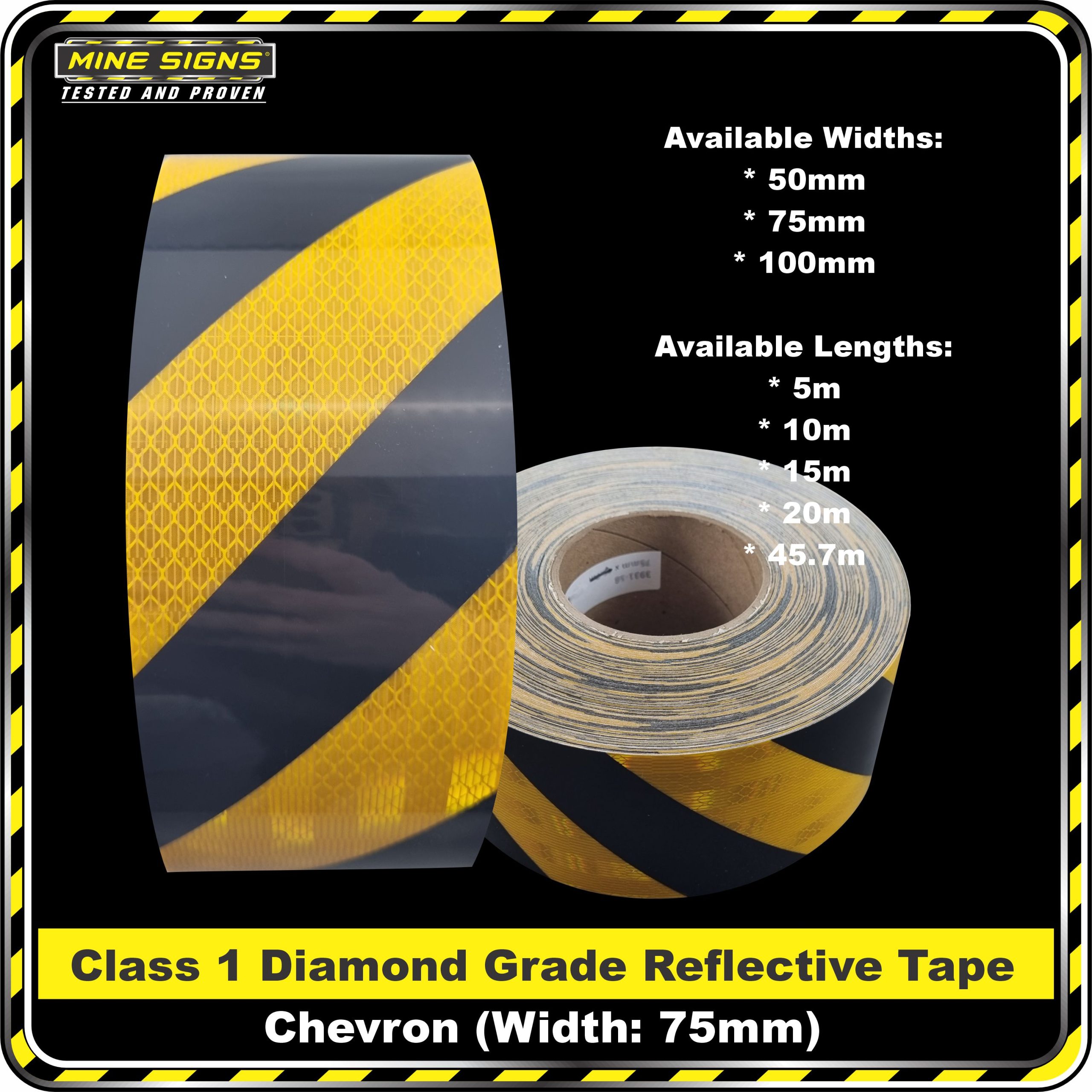 3M Black/Yellow Class 1 Chevron Reflective Tape - Left - Image 3