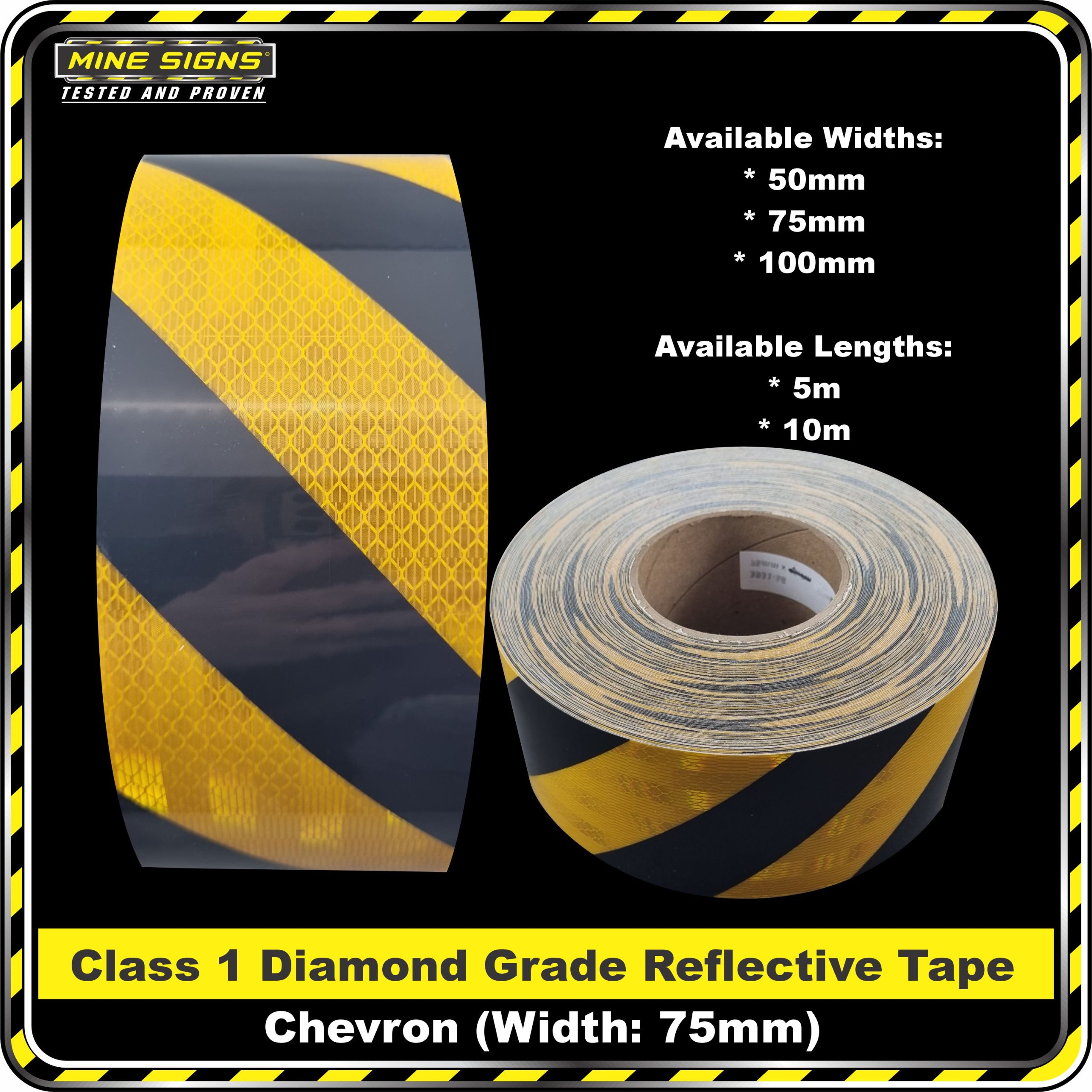 3M Black/Yellow Class 1 Chevron Reflective Tape - Right - Image 3