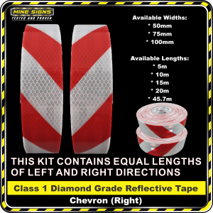 3M Red/White Class 1 Chevron Reflective Tape - KIT