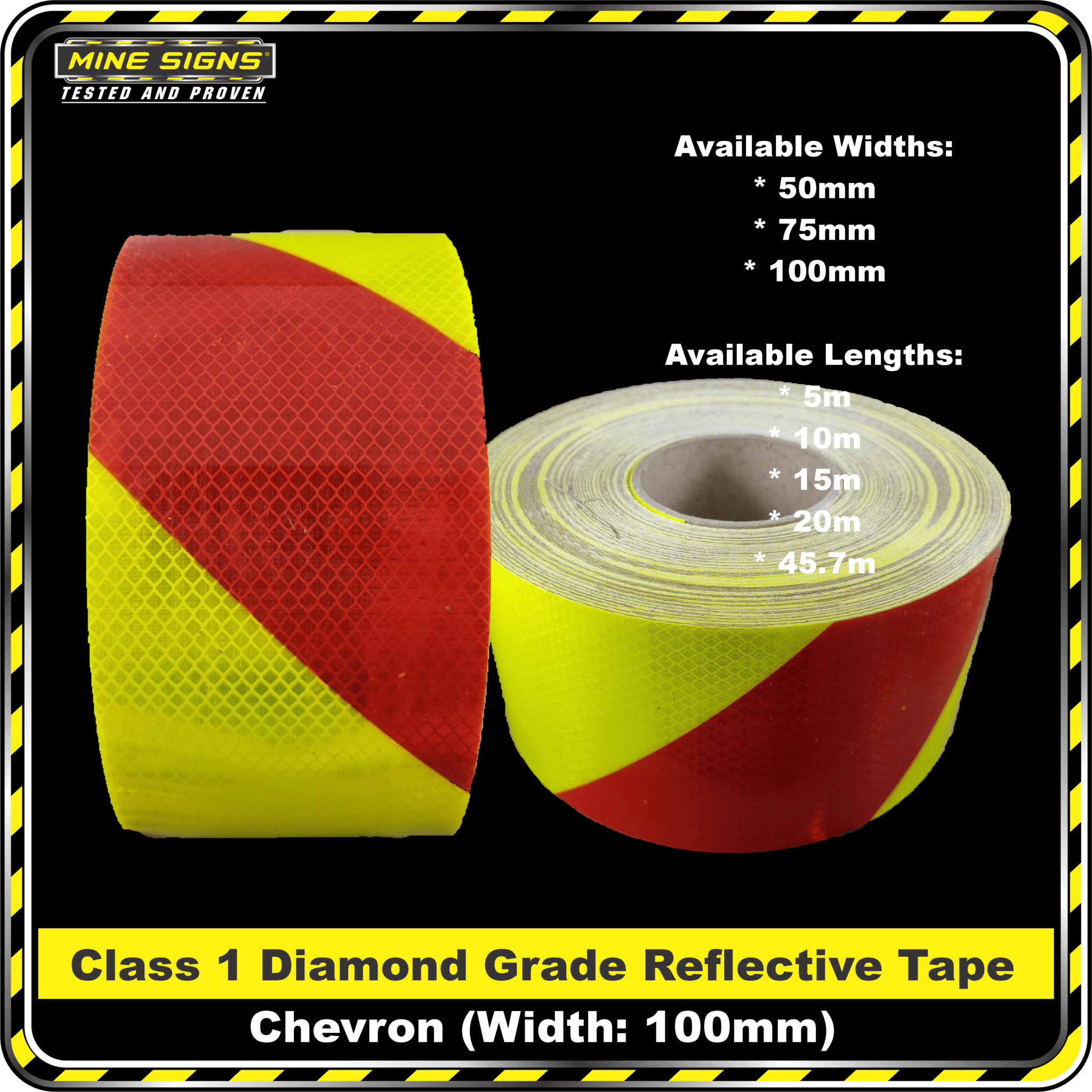 3M Yellow/Red Class 1 Chevron Reflective Tape - LEFT - Image 2