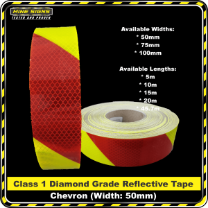 3M Yellow/Red Class 1 Chevron Reflective Tape - LEFT