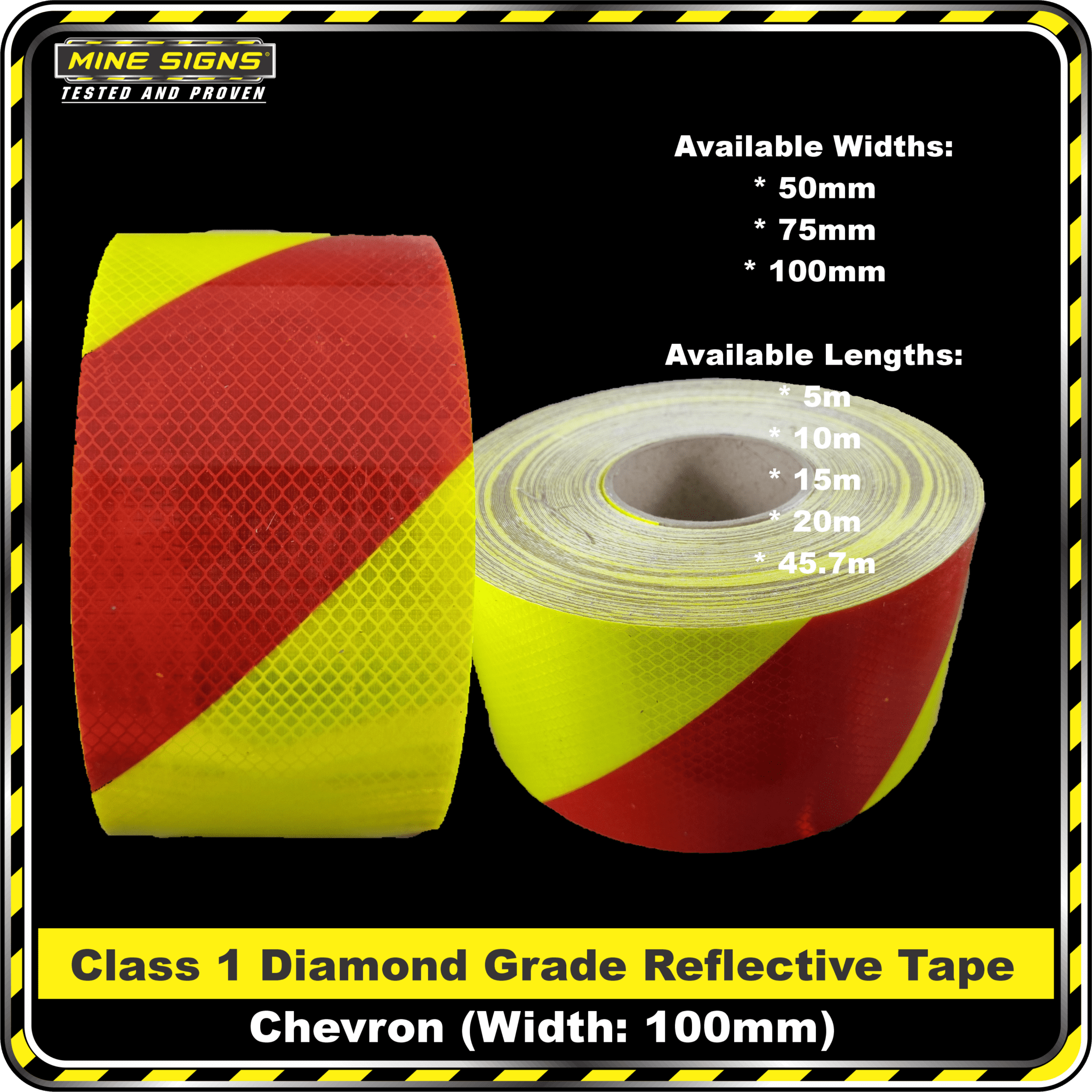3M Yellow/Red Class 1 Chevron Reflective Tape - Right - Image 2