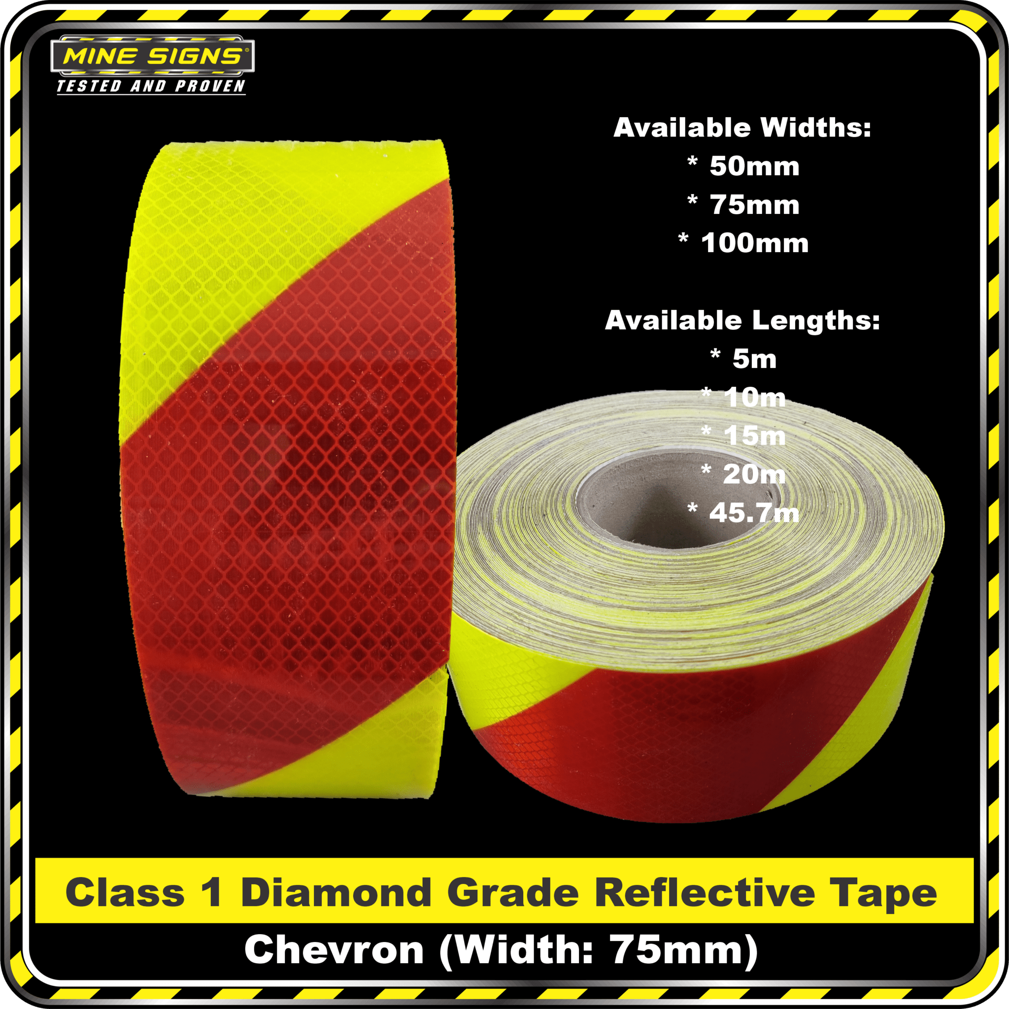 3M Yellow/Red Class 1 Chevron Reflective Tape - Right - Image 3
