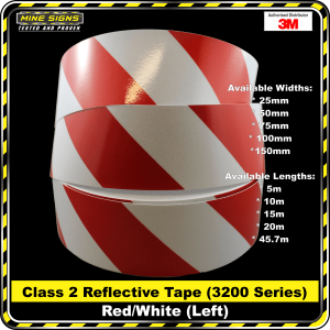 3M Red/White Class 2 (3200 Series) Reflective Tape - LEFT